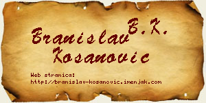 Branislav Kosanović vizit kartica